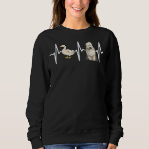 White Duck Old English Sheepdog Heartbeat Dog Sweatshirt