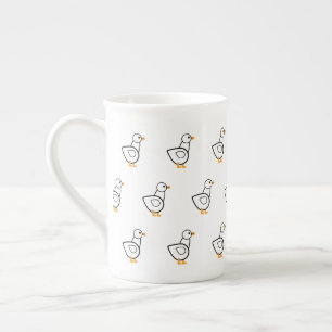 White Duck Pattern Prozellantasse