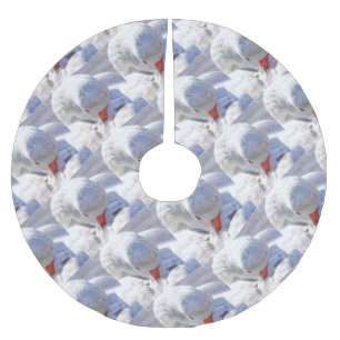 White Duck Preening Art Polyester Weihnachtsbaumdecke
