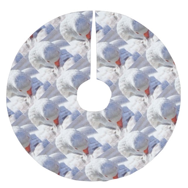 White Duck Preening Art Polyester Weihnachtsbaumdecke (Vorderseite)