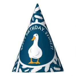 White Duck und Feathers Navy Blue Geburtstag Partyhütchen