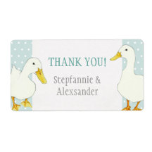 White Ducks dots Wedding Danke Sticker
