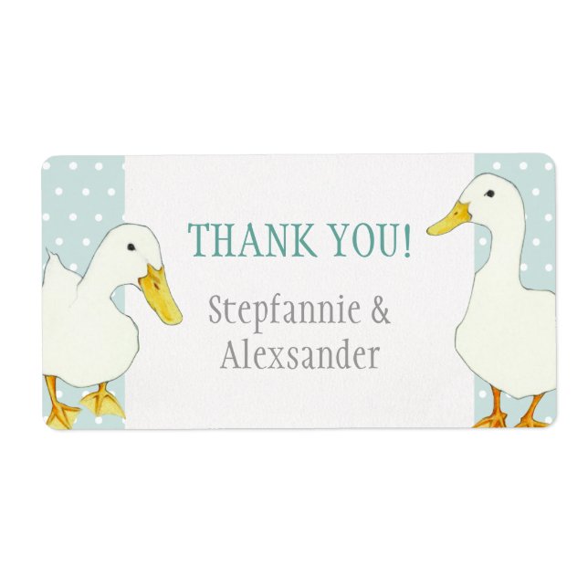 White Ducks dots Wedding Danke Sticker (Vorne)