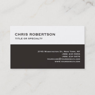 White Dunkle Beige Moderne Schlichte Business Card Visitenkarte