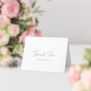 White & Dusty Blue Wedding Dankeschön Karte