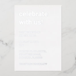 White Dusty Blue Wedding Silver Foil Einladung