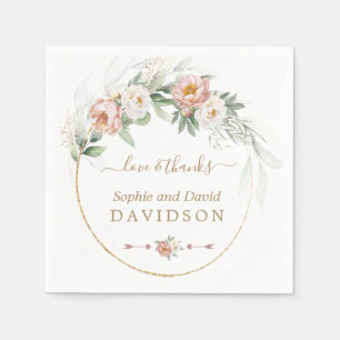 White Dusty Rose Blumengrün Hochzeit Serviette