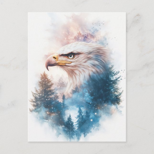 White Eagle and Evergreen Forest Sunset Postkarte (Vorderseite)