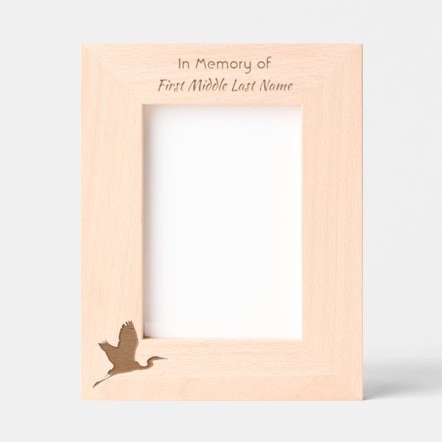  White Egret Bird Memorial Keepsake  Geätzte Rahmen (Vorderseite)