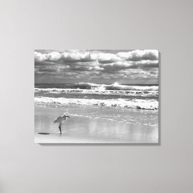 White Egret Stretched Canvas Print Leinwanddruck (Vorderseite)