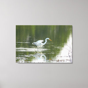 White Egret Wings Wrapped Canvas Print Leinwanddruck
