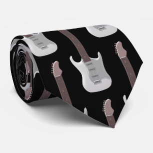 White Electric Gitarre Design Neck Tie Krawatte
