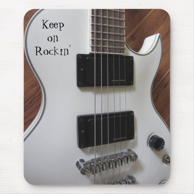 White Electric Gitarre Mousepad (Vorne)