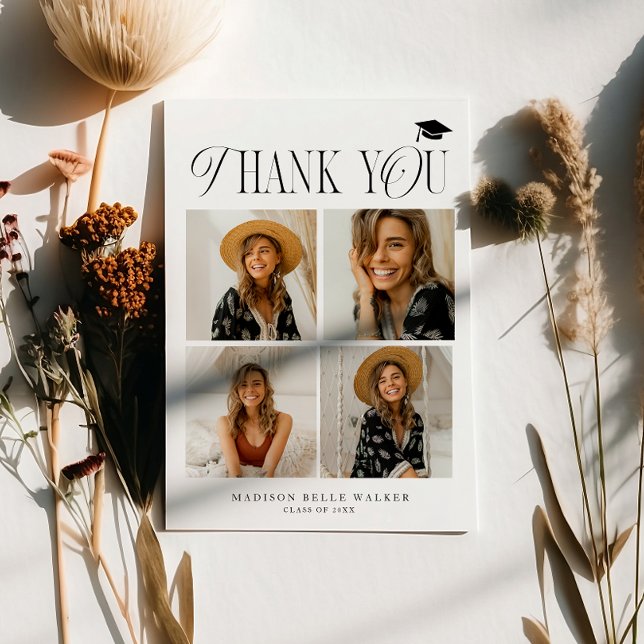 White Elegance Abschluss Vielen Dank, dass Sie Fot Dankeskarte (Von Creator hochgeladen)