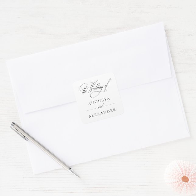 White Elegant Calligraphy Wedding Sticker (Umschlag)