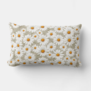 White Elegant Daisies Pattern Lendenkissen