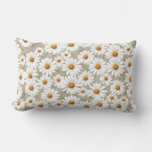 White Elegant Daisies Pattern Lendenkissen (Vorderseite)