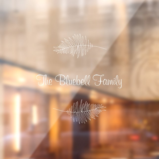 White Elegant Family Name Botanical Leaf Sticker (Blatt 2)