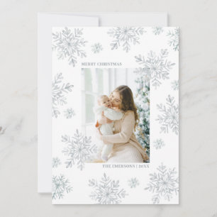 White Elegant Frohe Weihnachts Snowflake Card