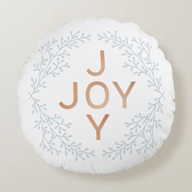 White Elegant Joy Holiday Rundes Kissen (Vorderseite)