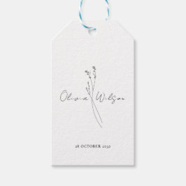 White Elegant Minimalist Botanical Geschenkanhänger