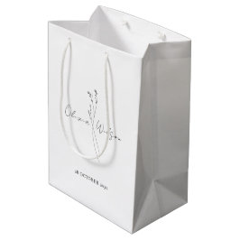 White Elegant Minimalist Botanical Mittlere Geschenktüte