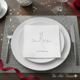 White Elegant Minimalist Botanical Serviette