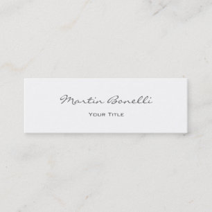 White Elegant Script Simple Trendy Beruflich Mini Visitenkarte