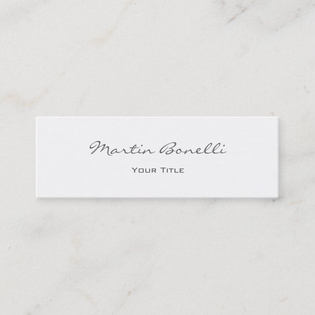 White Elegant Script Simple Trendy Beruflich Mini Visitenkarte (Vorderseite)