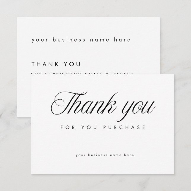 White Elegant Thank You Card Small Business  Dankeskarte (Vorne/Hinten)