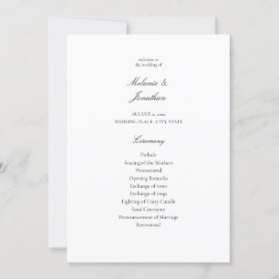 White Elegant Wedding Ceremony Program Einladung