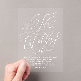 White Elegant Whimsical Calligraphy Wedding Acryleinladungen