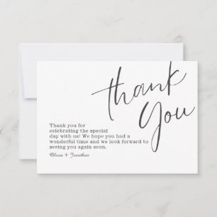 White Elegante Moderne Kalligraphie Hochzeit Dankeskarte