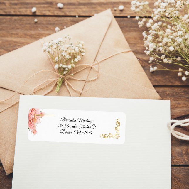 White Eleganto Simple Pink Rose Gold Quinceñera (Von Creator hochgeladen)