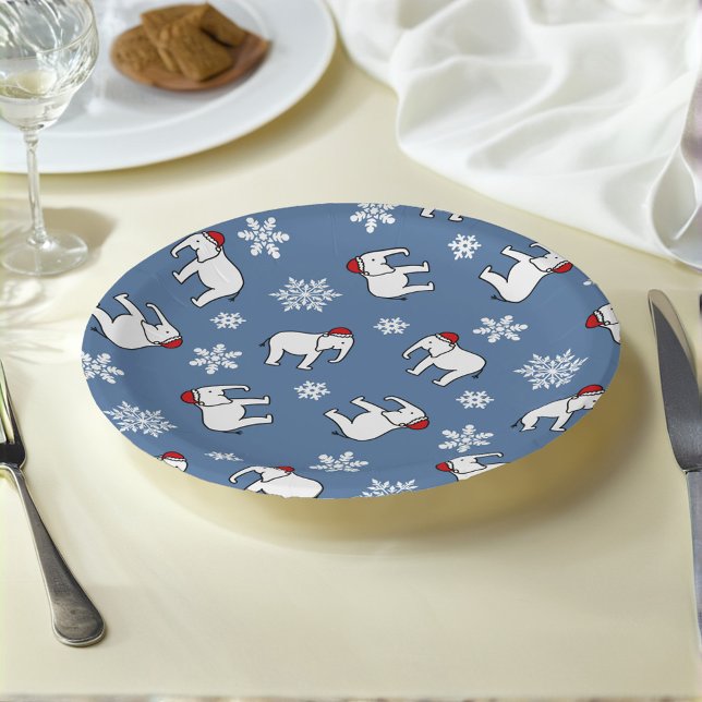 White Elephant Christmas (Blue) Paper Plate Pappteller (Von Creator hochgeladen)