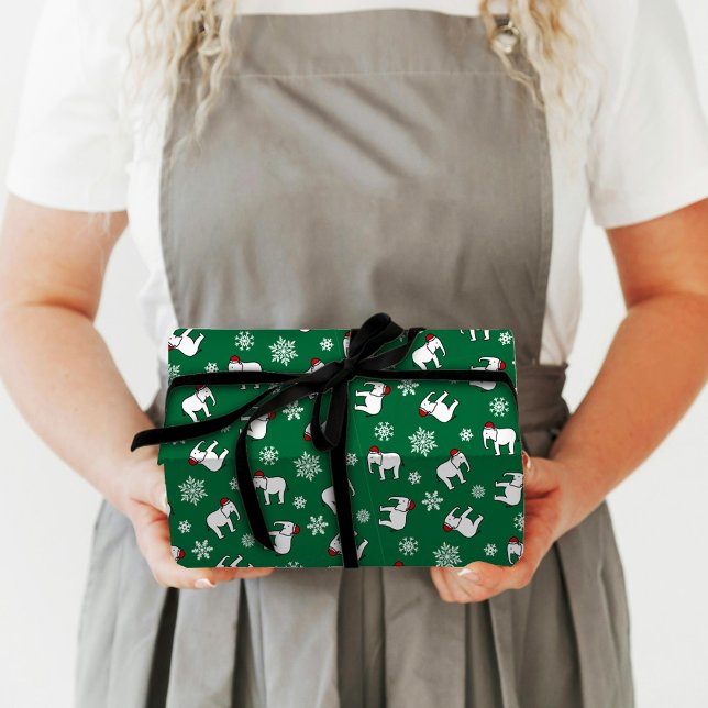 White Elephant Christmas (Grünes Papier) Geschenkpapier (Von Creator hochgeladen)