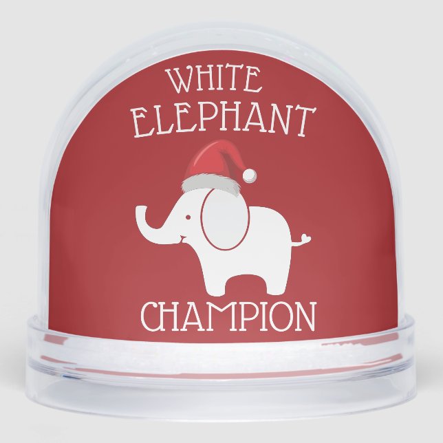 white Elephant Gift Exchange Christmas Funny  Schneekugeln (Vorderseite)