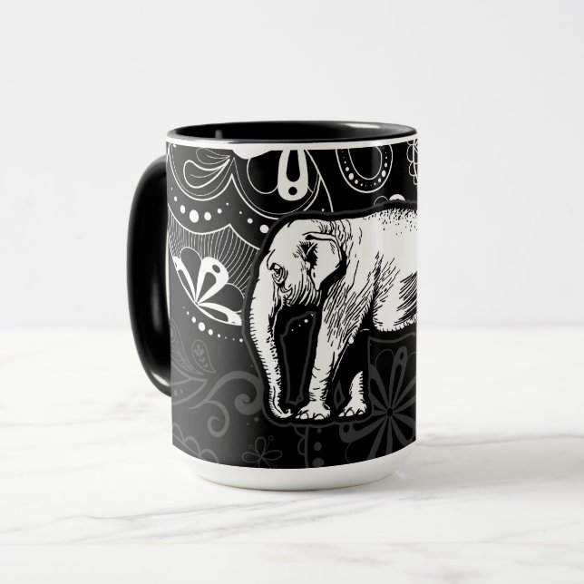 White Elephant Paisley Design Tasse (Vorderseite Links)