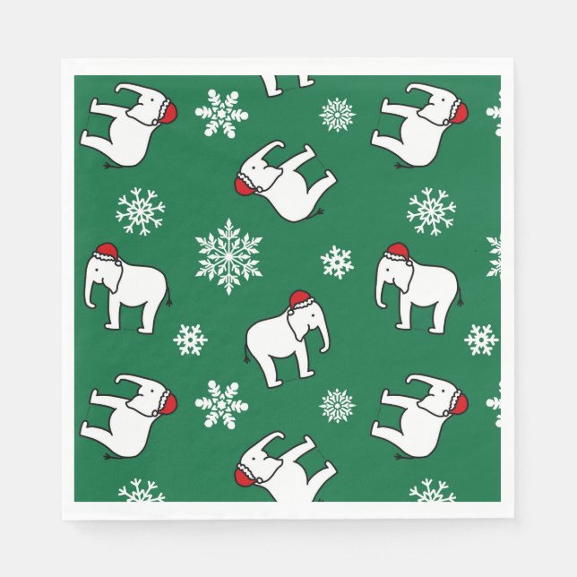 White Elephant Party Weihnachten (grün) Napkin Serviette (Vorderseite)