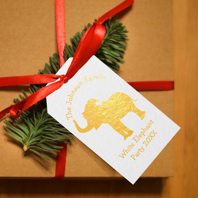 White Elephant Weihnachts-Party Custom Gift Gold Geschenkanhänger (Von Creator hochgeladen)