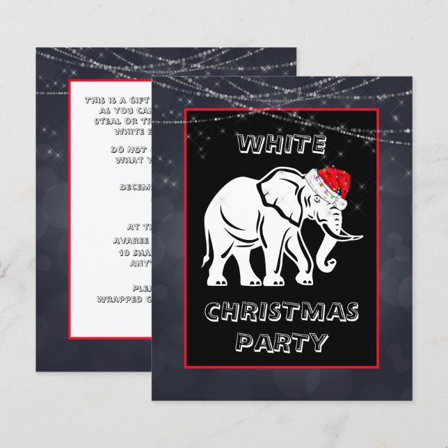 White Elephant Weihnachts-Party Einladung (Vorne/Hinten)