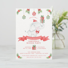 White Elephant Weihnachtsessen Geschenkbörse Einladung