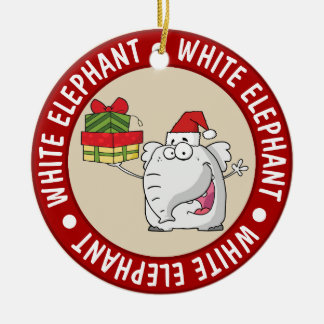 White Elephant Weihnachtsmannmütze gibt Cartoon Keramikornament