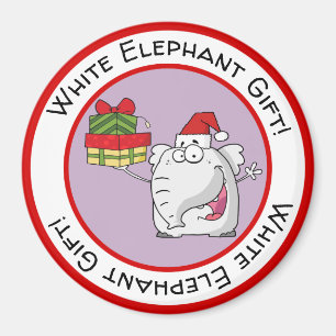 White Elephant Weihnachtsmannmütze gibt Cartoon Magnet