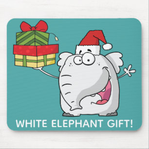 White Elephant Weihnachtsmannmütze gibt Cartoon Mousepad