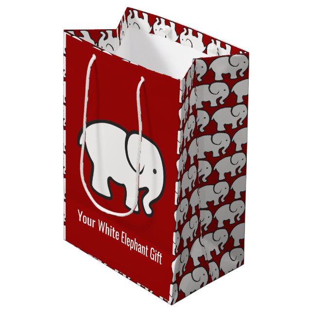 White Elephants Design Gift Bag Mittlere Geschenktüte (Vorderseite Schrägansicht)