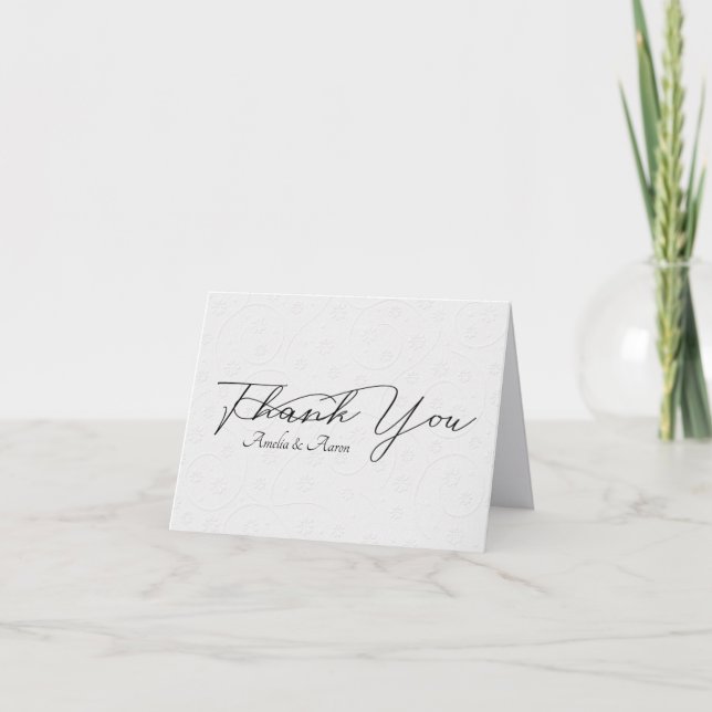 White Embossed Wedding Danke (Vorderseite)