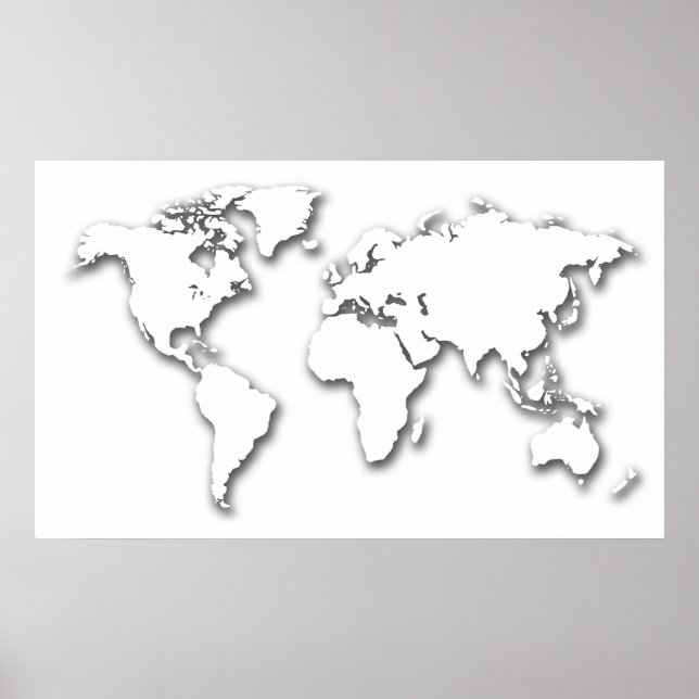 White Embossed World Map Poster (Vorne)