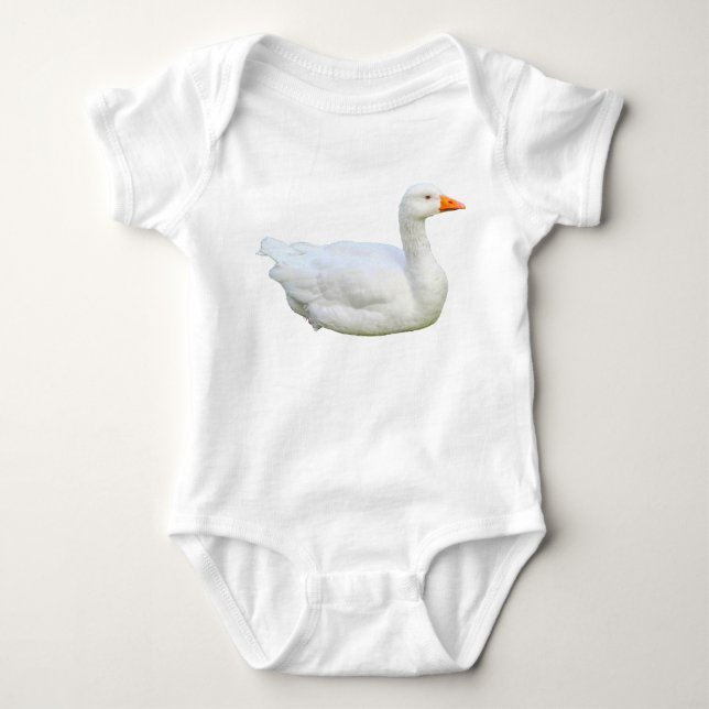 White Emden Goose Baby Bodysuit Strampler (Vorderseite)