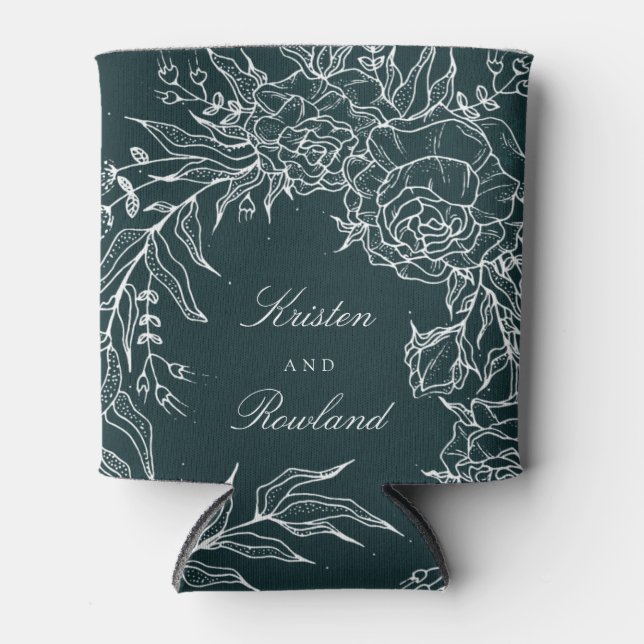 White Emerald Blume Wreath Emerald Green Wedding Dosenkühler (Vorderseite)